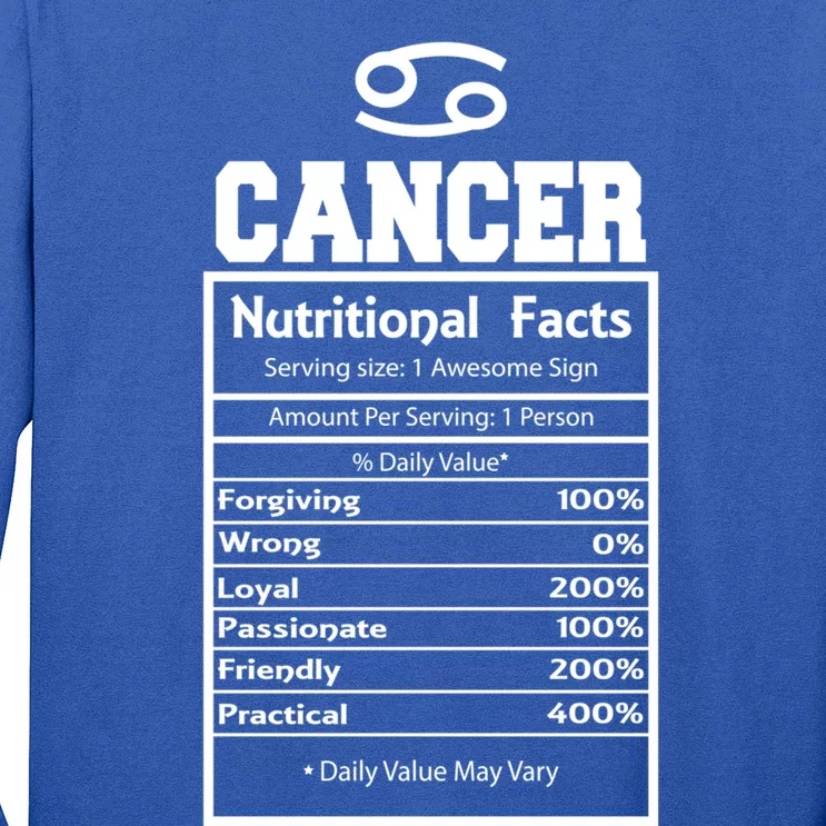 Cancer Zodiac Funny Nutritional Facts Astrology Cool Gift Long Sleeve Shirt