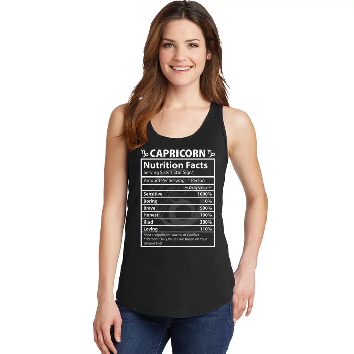 Capricorn Zodiac Funny Nutritional Facts Astrology Star Sign Ladies Essential Tank