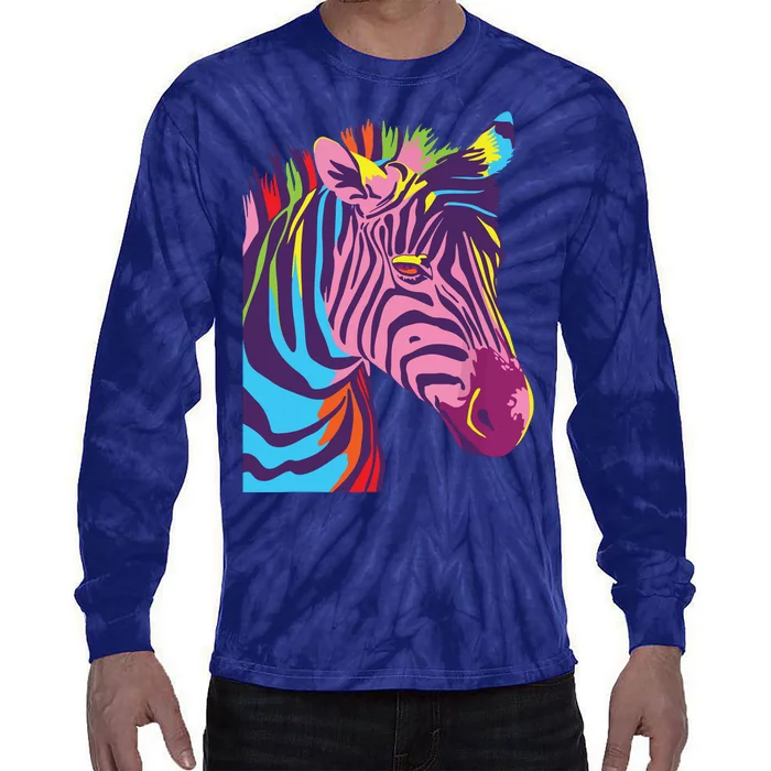 Colorful Zebra Head Wildlife Biologist Zookeeper Zoologist Tie-Dye Long Sleeve Shirt