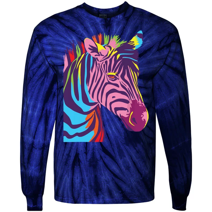 Colorful Zebra Head Wildlife Biologist Zookeeper Zoologist Tie-Dye Long Sleeve Shirt