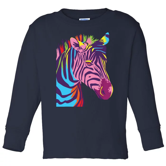 Colorful Zebra Head Wildlife Biologist Zookeeper Zoologist Toddler Long Sleeve Shirt