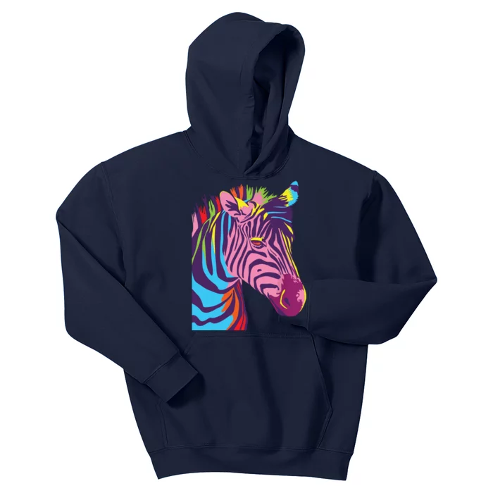 Colorful Zebra Head Wildlife Biologist Zookeeper Zoologist Kids Hoodie