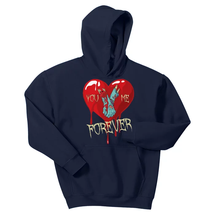 Creepy Zombie Lover Valentine's Day Gift You & Me Forever Kids Hoodie