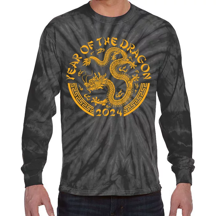 Chinese Zodiac New Year Of The Dragon Lunar 2024 Tie-Dye Long Sleeve Shirt