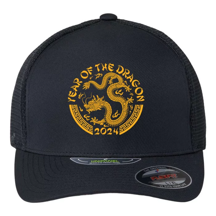 Chinese Zodiac New Year Of The Dragon Lunar 2024 Flexfit Unipanel Trucker Cap