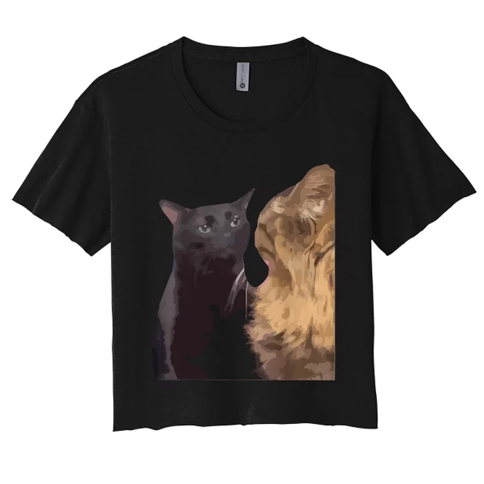 Cat Zoning Out Meme Popular Internet Meme Women's Crop Top Tee