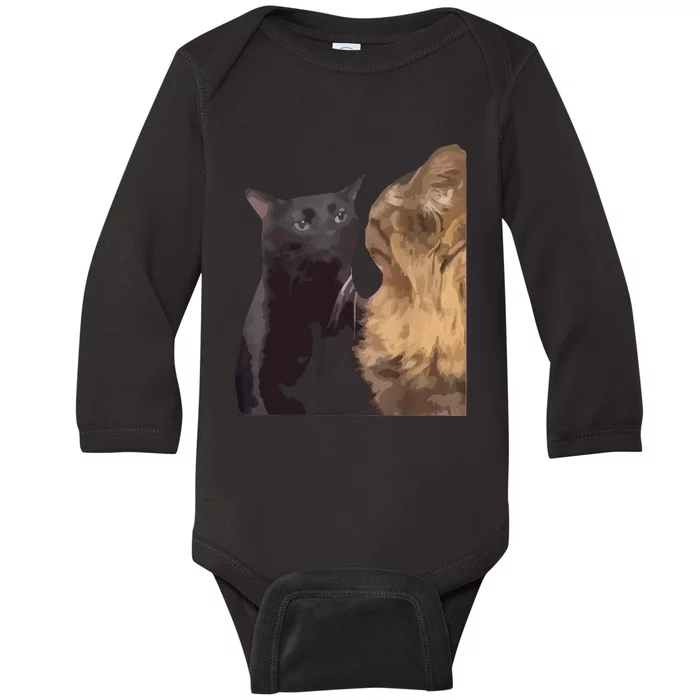 Cat Zoning Out Meme Popular Internet Meme Baby Long Sleeve Bodysuit