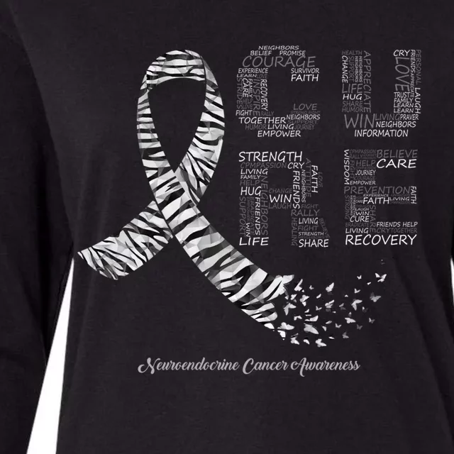 Cure Zebra Ribbon Neuroendocrine Cancer Awareness Funny Gift Womens Cotton Relaxed Long Sleeve T-Shirt