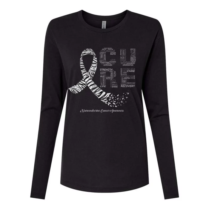 Cure Zebra Ribbon Neuroendocrine Cancer Awareness Funny Gift Womens Cotton Relaxed Long Sleeve T-Shirt