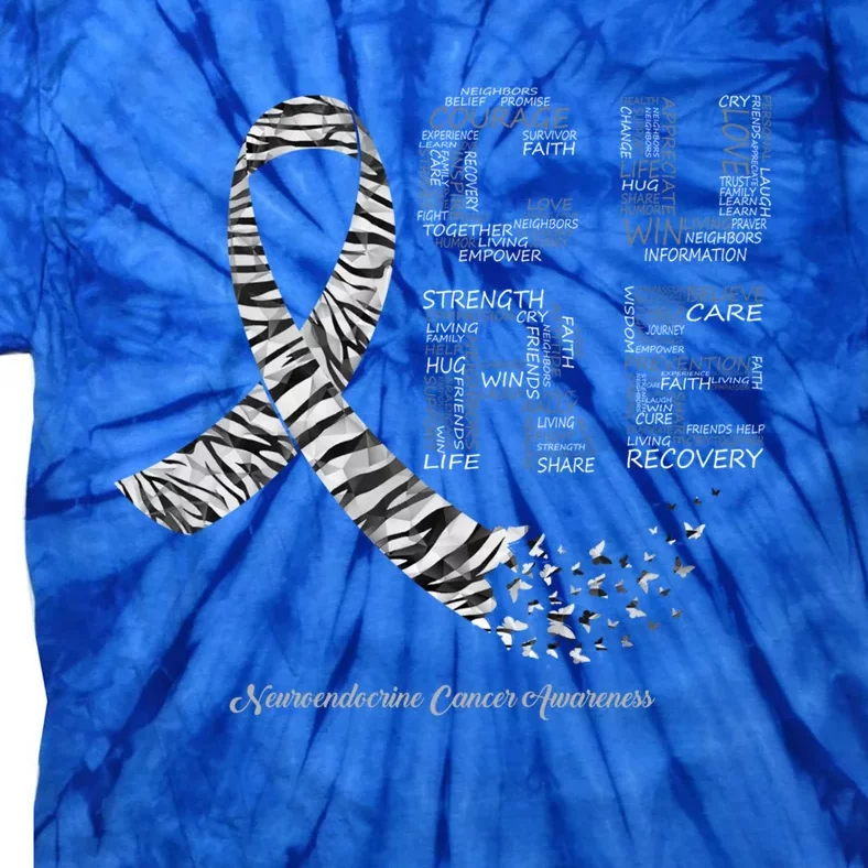 Cure Zebra Ribbon Neuroendocrine Cancer Awareness Funny Gift Tie-Dye T-Shirt