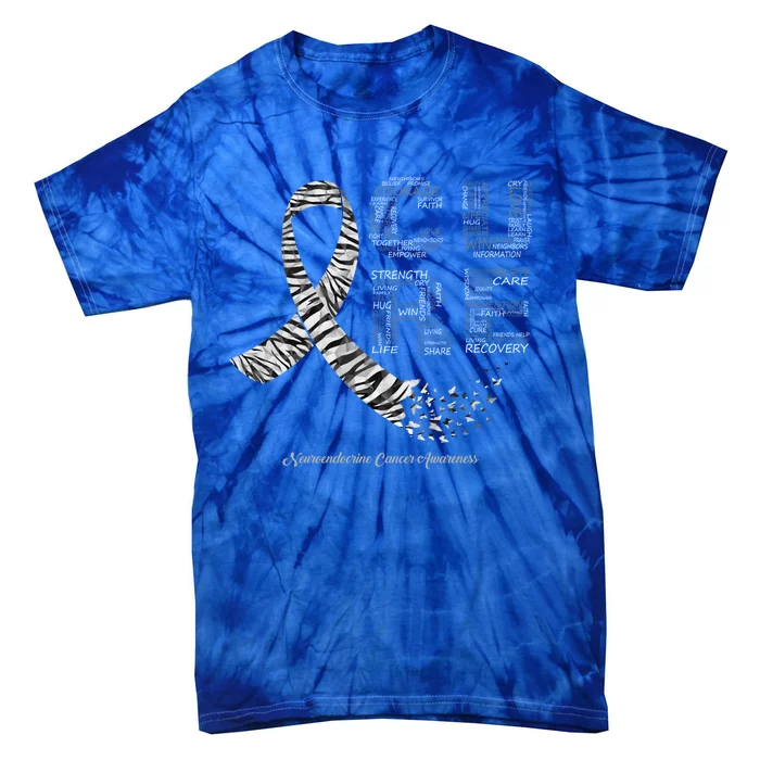 Cure Zebra Ribbon Neuroendocrine Cancer Awareness Funny Gift Tie-Dye T-Shirt