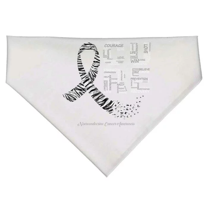 Cure Zebra Ribbon Neuroendocrine Cancer Awareness Funny Gift USA-Made Doggie Bandana