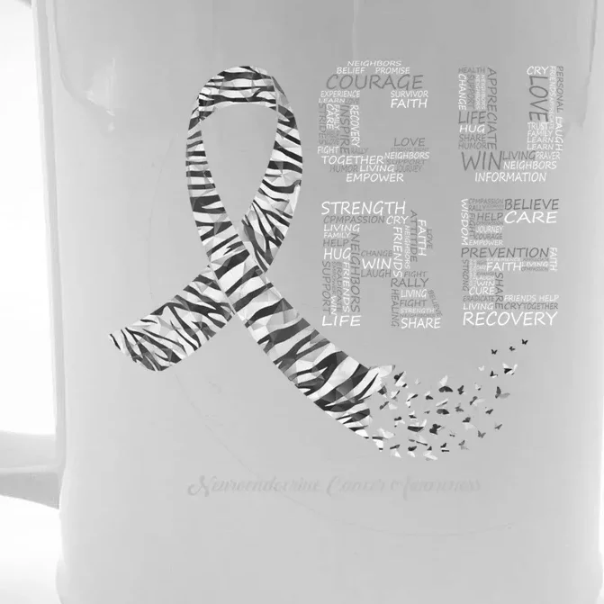 Cure Zebra Ribbon Neuroendocrine Cancer Awareness Funny Gift Front & Back Beer Stein