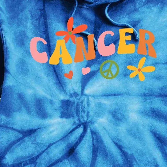 Cancer Zodiac Sign 70s Hippie Style Gift Tie Dye Hoodie