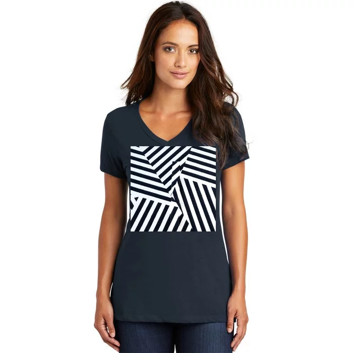 Crazy Zebra Stripped Patterns Women's V-Neck T-Shirt