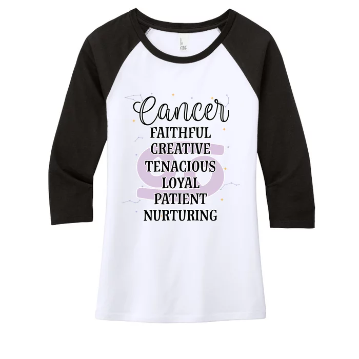 Cancer Zodiac Sign January February Birthday Facts Features Gift Women's Tri-Blend 3/4-Sleeve Raglan Shirt