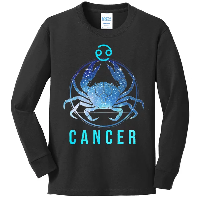 Cancer Zodiac Sign Astrology Birthday Horoscope Lover Kids Long Sleeve Shirt