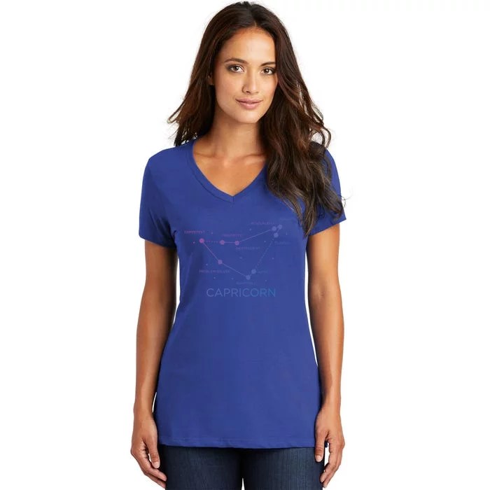 Capricorn Zodiac Sign Facts Horoscope Astrology Cool Gift Women's V-Neck T-Shirt