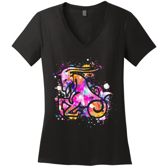 Capricorn Zodiac Sign Astrology Women's V-Neck T-Shirt