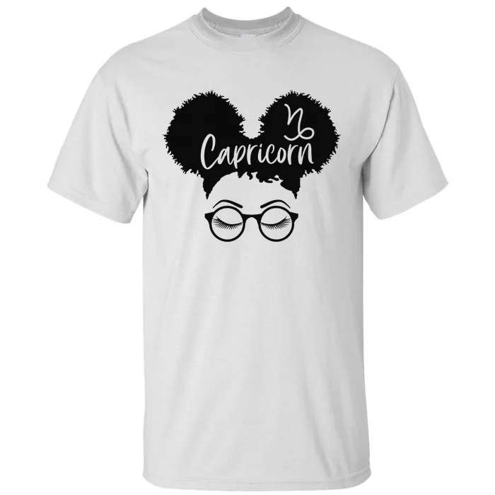 Capricorn Zodiac Sign Afro Puffs African Hair Buns Astrology Tall T-Shirt