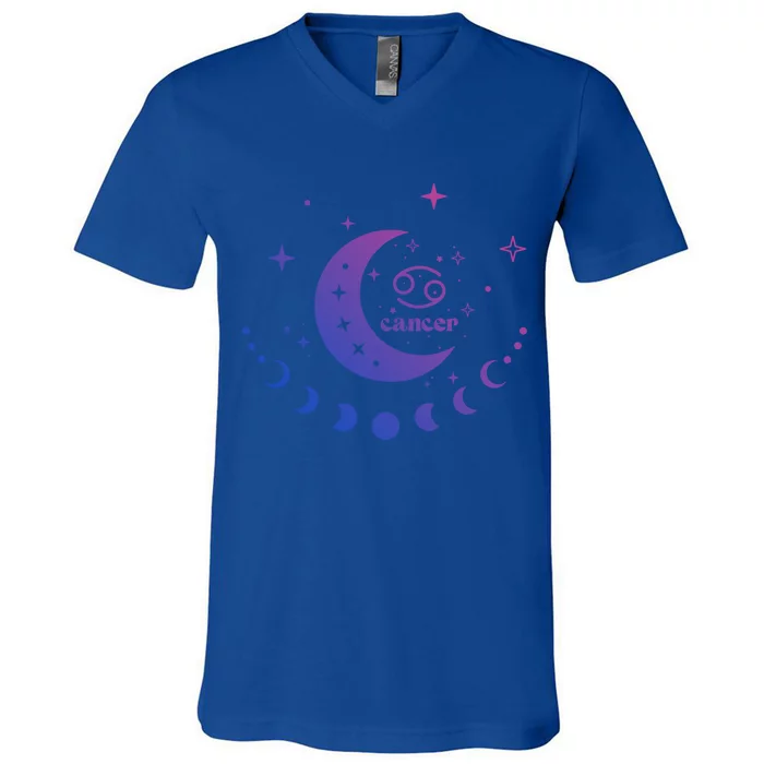 Cancer Zodiac Signs Astrology Star Moon Phase Cancer Zodiac Meaningful Gift V-Neck T-Shirt