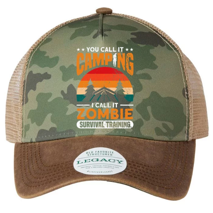 Camping Zombie Survival Training Zombie Halloween Legacy Tie Dye Trucker Hat