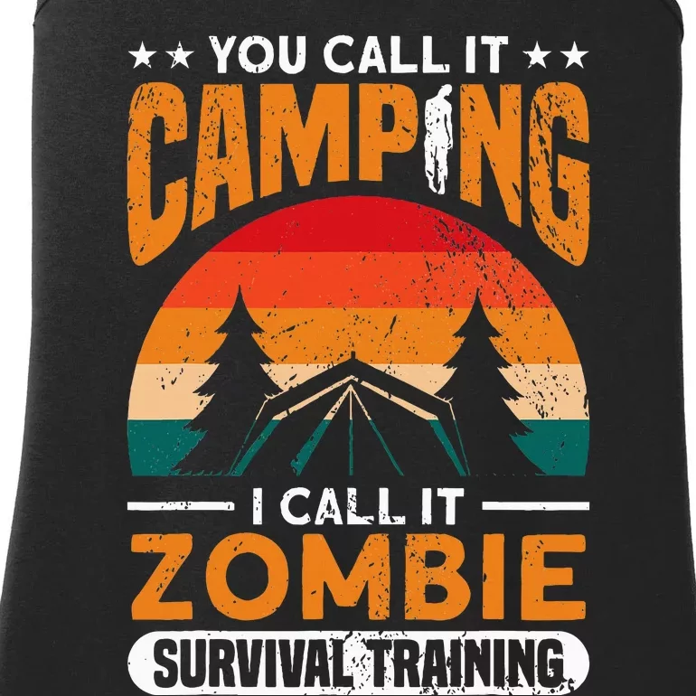 Camping Zombie Survival Training Zombie Halloween Ladies Essential Tank