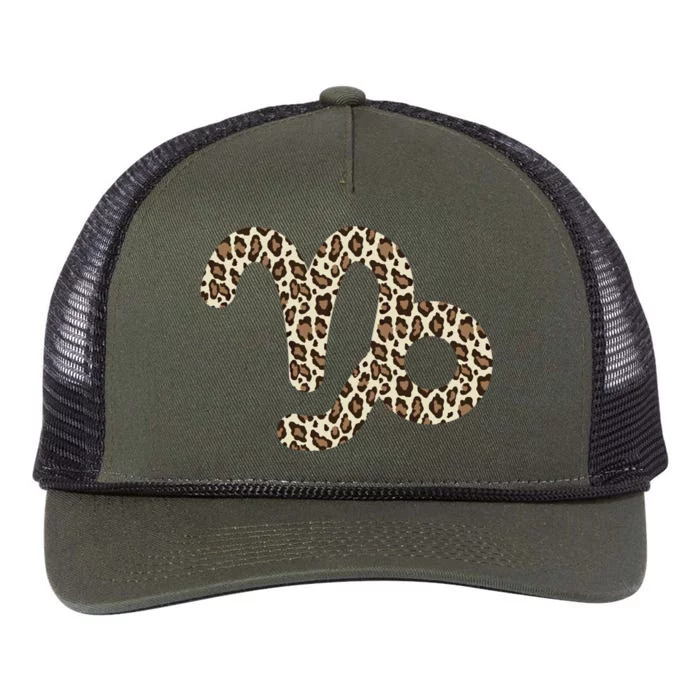 Capricorn Zodiac Sign Leopard Gift Retro Rope Trucker Hat Cap