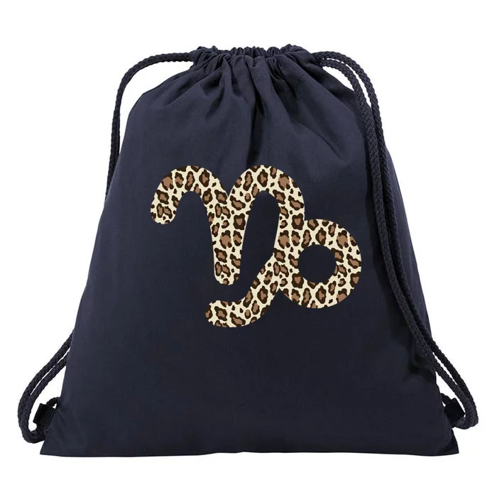 Capricorn Zodiac Sign Leopard Gift Drawstring Bag