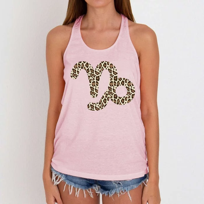 Capricorn Zodiac Sign Leopard Gift Women's Knotted Racerback Tank