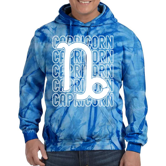 Capricorn Zodiac Sign Typography Astrology Gift Tie Dye Hoodie