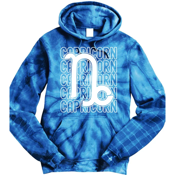 Capricorn Zodiac Sign Typography Astrology Gift Tie Dye Hoodie