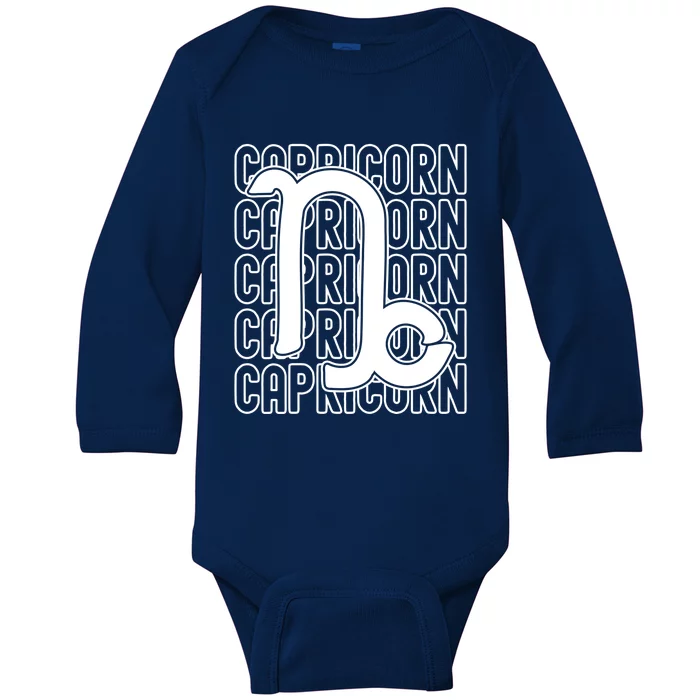 Capricorn Zodiac Sign Typography Astrology Gift Baby Long Sleeve Bodysuit