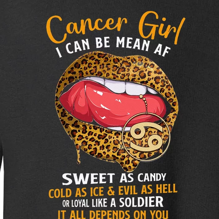 Cancer Zodiac Sign Sweet As Candy Leopard Lip Toddler Sweatshirt