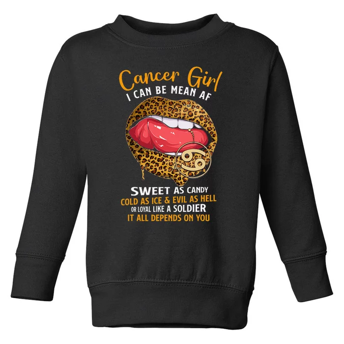 Cancer Zodiac Sign Sweet As Candy Leopard Lip Toddler Sweatshirt