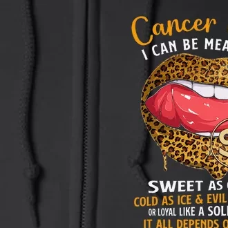 Cancer Zodiac Sign Sweet As Candy Leopard Lip Full Zip Hoodie