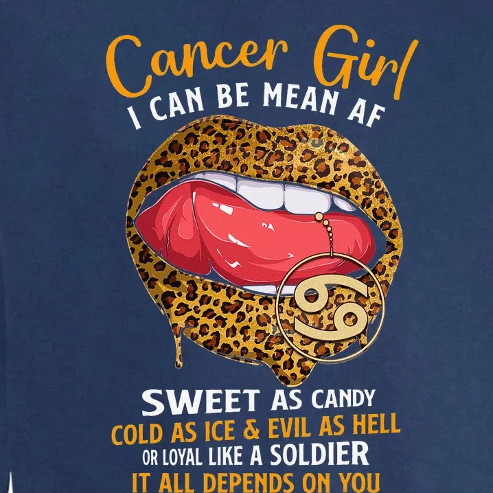 Cancer Zodiac Sign Sweet As Candy Leopard Lip Garment-Dyed Sweatshirt