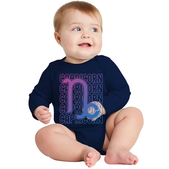 Capricorn Zodiac Sign Typography Astrology Gift Baby Long Sleeve Bodysuit