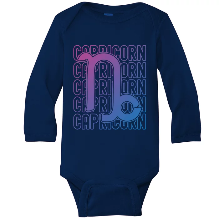 Capricorn Zodiac Sign Typography Astrology Gift Baby Long Sleeve Bodysuit