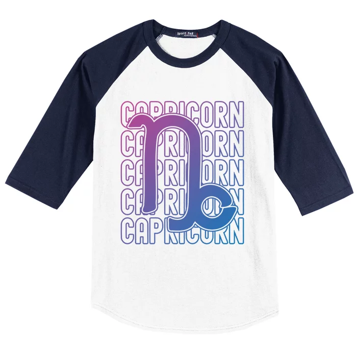 Capricorn Zodiac Sign Typography Astrology Gift Baseball Sleeve Shirt