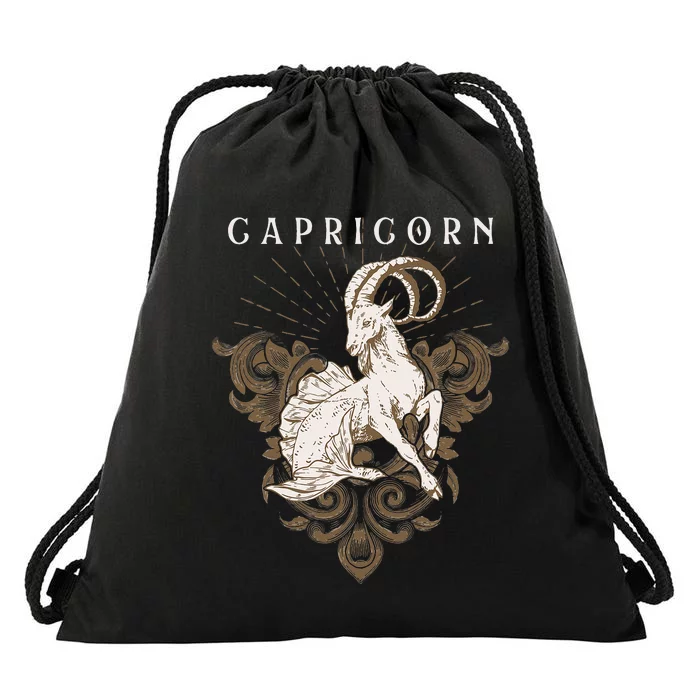 Capricorn Zodiac Sign Horoscope Astrology Birthday Drawstring Bag