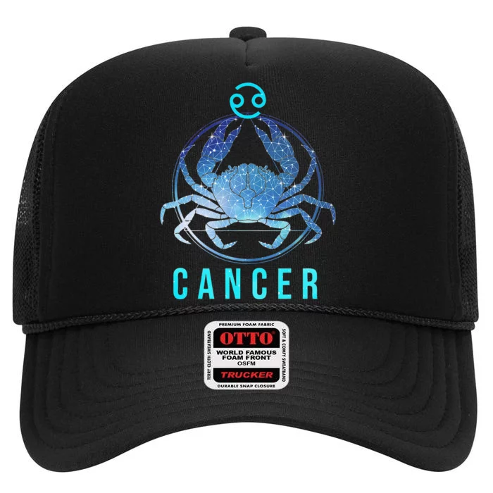 Cancer Zodiac Sign Astrology Birthday Horoscope Lover High Crown Mesh Trucker Hat