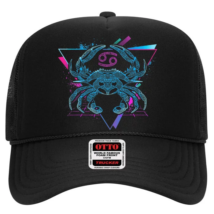 Cancer Zodiac Sign Astrology High Crown Mesh Trucker Hat