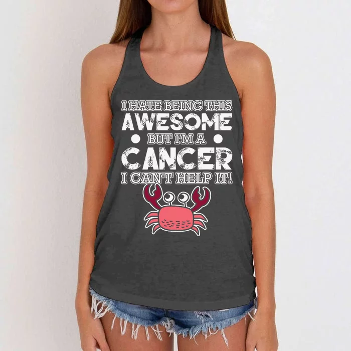 Cancer Zodiac Sign Facts Astrology Funny Astronomy Horoscope Women's Knotted Racerback Tank