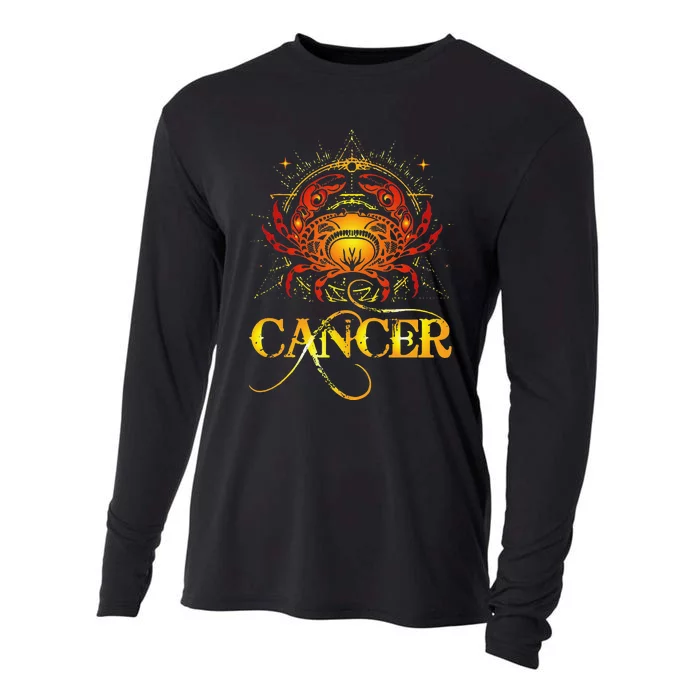 Crab Zodiac Sign Symbol Horoscope Cancer Cooling Performance Long Sleeve Crew