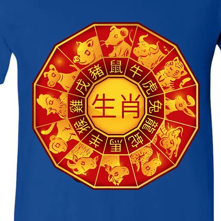 Chinese Zodiac Signs Chinese Lunar New Year Of Dragon 2024 V-Neck T-Shirt