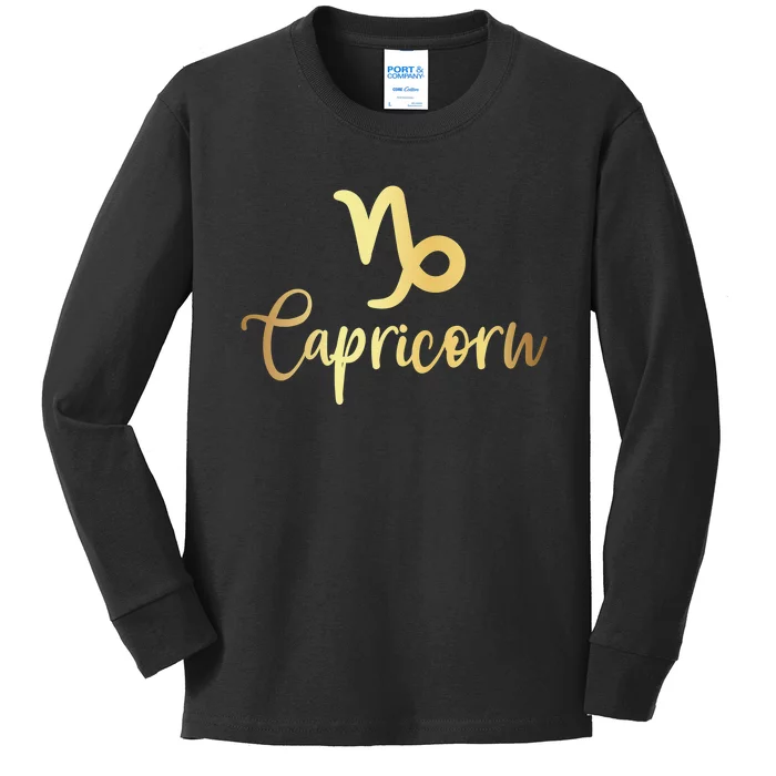 Capricorn Zodiac Sign December January Birthday Horoscope Kids Long Sleeve Shirt