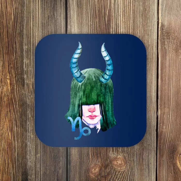 Capricorn Zodiac Sign Watercolor Illustration Coaster