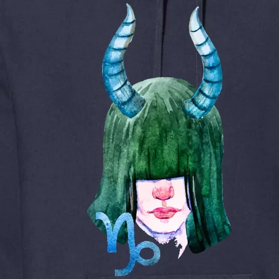 Capricorn Zodiac Sign Watercolor Illustration Premium Hoodie