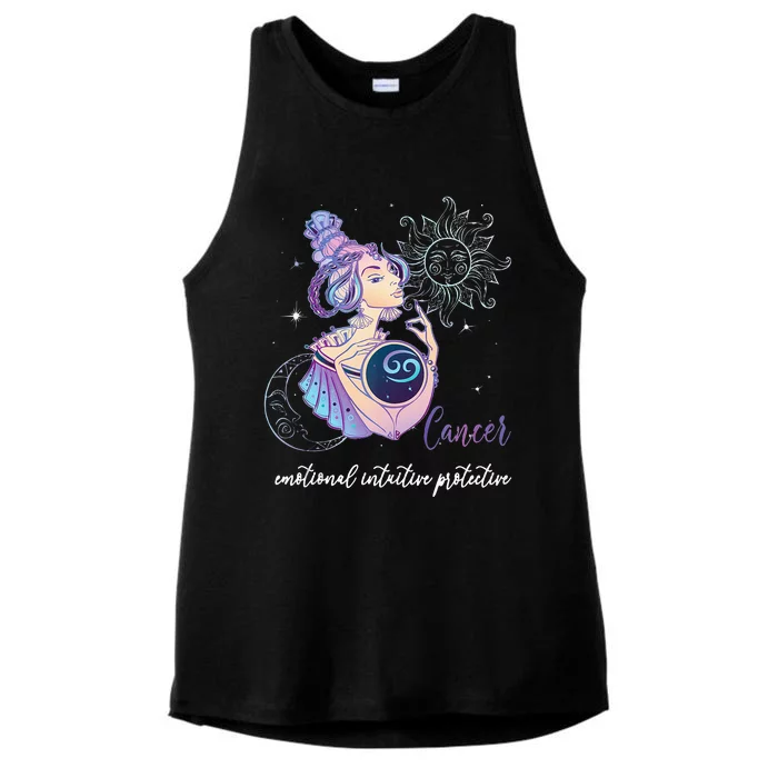 Cancer Zodiac Sign Woman Cancer Horoscope Astrology Ladies Tri-Blend Wicking Tank